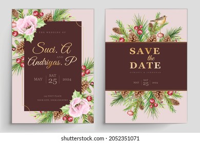 hand drawn watercolor christmas background set