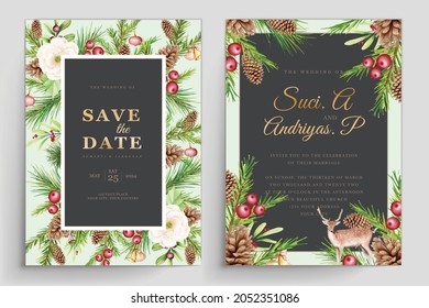 hand drawn watercolor christmas background set