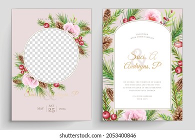 hand drawn watercolor christmas background set