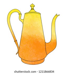 Hand drawn watercolor coffee pot. Vector illustration.