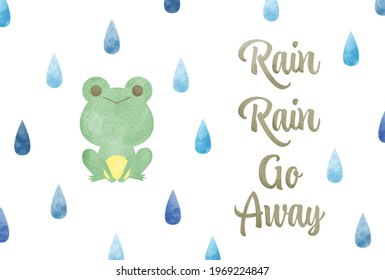 Hand Drawn Watercolor Cute Rainy Season Postcard (Horizontal) - Vector Image