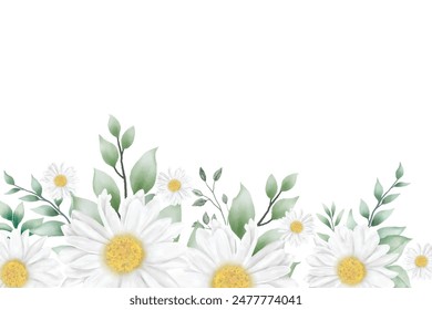  Hand drawn watercolor daisy flower background design