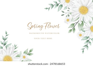 Hand drawn watercolor daisy flower background design 