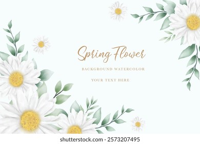 Hand drawn watercolor daisy flower background