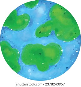 The Hand drawn watercolor Earth.