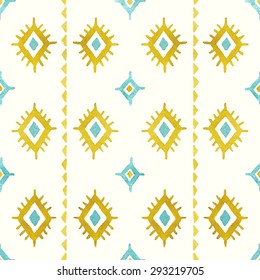 hand drawn watercolor ethnic ornament. vector seamless pattern