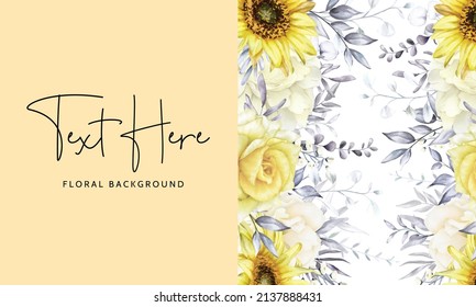 Hand drawn watercolor floral background template