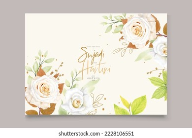 hand drawn watercolor floral and leaves background wedding card design