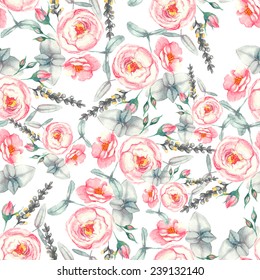 English Roses Seamless Pattern Spring Vintage Stock Vector (Royalty ...