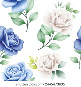 Hand drawn watercolor flower rose seamless pattern
