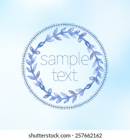 Hand drawn watercolor frame with blur background