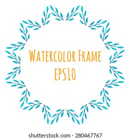 Hand drawn watercolor frame. Elegant template for wedding invitations, cards and other celebrations.