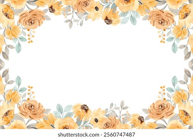 Hand drawn watercolor frame. Set of flowers, drawing water color on white background. Isolated. Greeting, illustration.