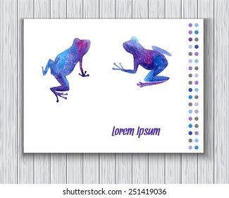 Hand drawn watercolor frogs flyer template.