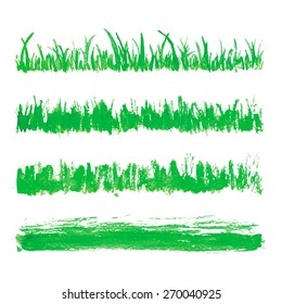 Hand drawn watercolor grass set isolated on white background. Sketch green-fodder. Watercolor green grass pattern. Abstract herb. Summer juicy thick grass collection. Spring fresh grass kit.