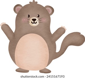 Hand drawn watercolor groundhog day