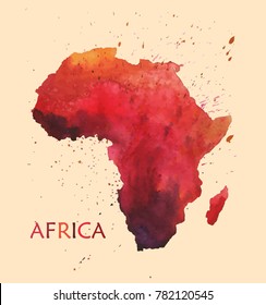 Hand drawn watercolor map of Africa. Vector illustration