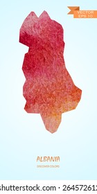 hand drawn watercolor map of Albania isolated. Vector version