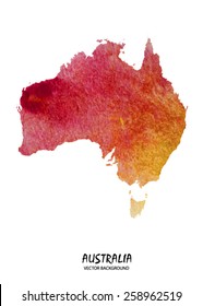 hand drawn watercolor map of Australia isolated on white. Vector version