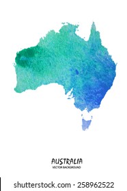hand drawn watercolor map of Australia isolated on white. Vector version