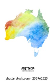 hand drawn watercolor map of Australia isolated on white. Vector version