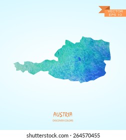 hand drawn watercolor map of Austria isolated. Vector version