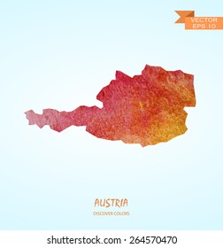 hand drawn watercolor map of Austria isolated. Vector version