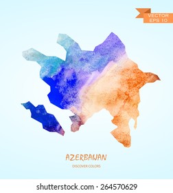 hand drawn watercolor map of Azerbaijan isolated. Vector version