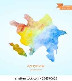 hand drawn watercolor map of Azerbaijan isolated. Vector version