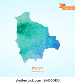hand drawn watercolor map of Bolivia isolated. Vector version