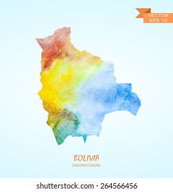 hand drawn watercolor map of Bolivia isolated. Vector version