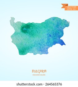 hand drawn watercolor map of Bulgaria isolated. Vector version