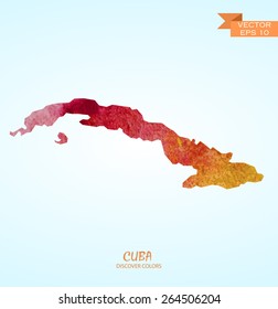 hand drawn watercolor map of Cuba isolated. Vector version