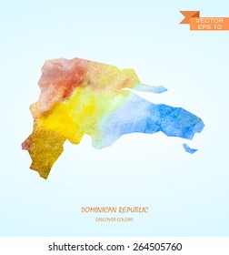 hand drawn watercolor map of Dominican republic isolated. Vector version