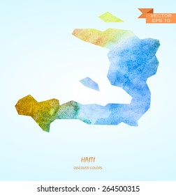 hand drawn watercolor map of Haiti isolated. Vector version