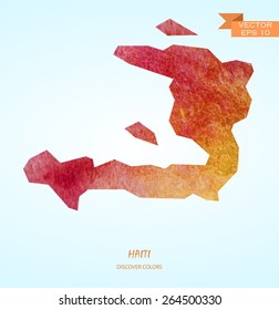 hand drawn watercolor map of Haiti isolated. Vector version