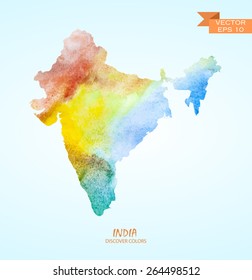 hand drawn watercolor map of India isolated. Vector version