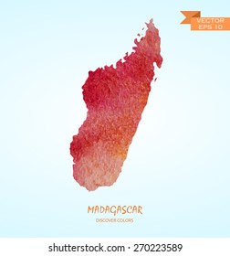 hand drawn watercolor map of Madagas?ar isolated. Vector version