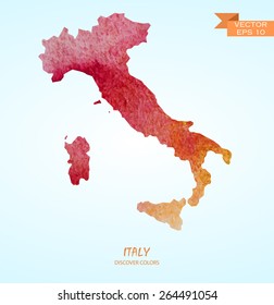 hand drawn watercolor map of Italy isolated. Vector version