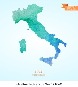 hand drawn watercolor map of Italy isolated. Vector version