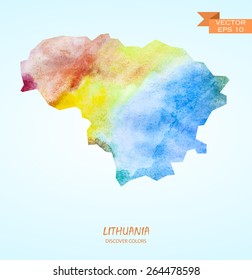 hand drawn watercolor map of Lithuania isolated. Vector version