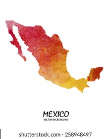 hand drawn watercolor map of Mexico isolated on white. Vector version