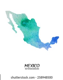 hand drawn watercolor map of Mexico isolated on white. Vector version