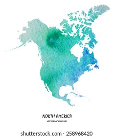 mapa acuarela dibujado a mano de Norteamérica aislado en blanco. Versión vectorial