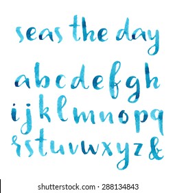 Hand Drawn Watercolor Nautical Font.