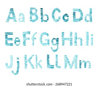 Hand drawn watercolor nautical striped font, part 1