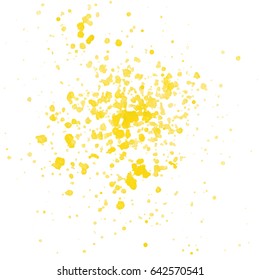 Hand Drawn Watercolor Paint Yellow Splatter Isolated On The White Background. Vector.