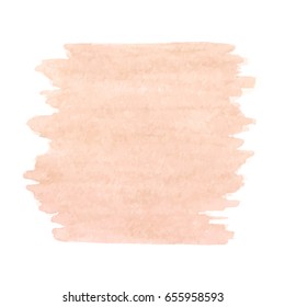 Hand drawn watercolor peach pink texture isolated on the white background. Vector.