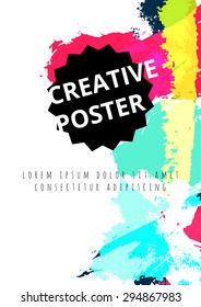 Hand drawn watercolor poster with text. Vector art illustration.
