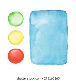 Hand Drawn Watercolor Rectangle And Circle Shapes.